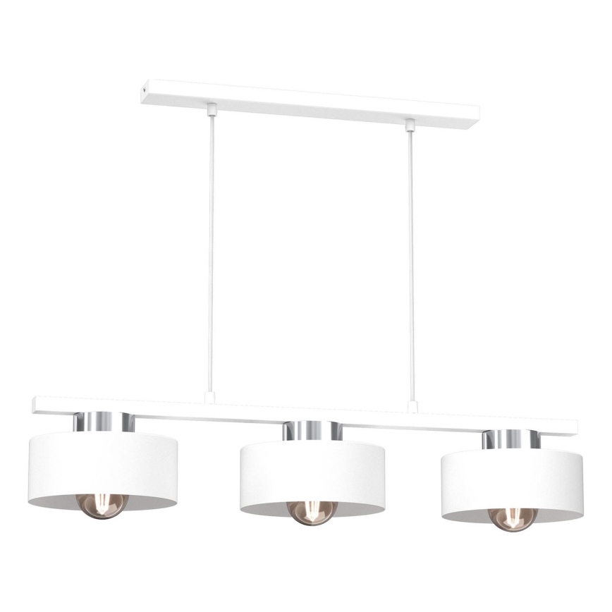 Candeeiro suspenso MARTI 3xE27/15W/230V branco/cromado brilhante
