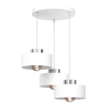 Candeeiro suspenso MARTI 3xE27/15W/230V branco/cromado brilhante