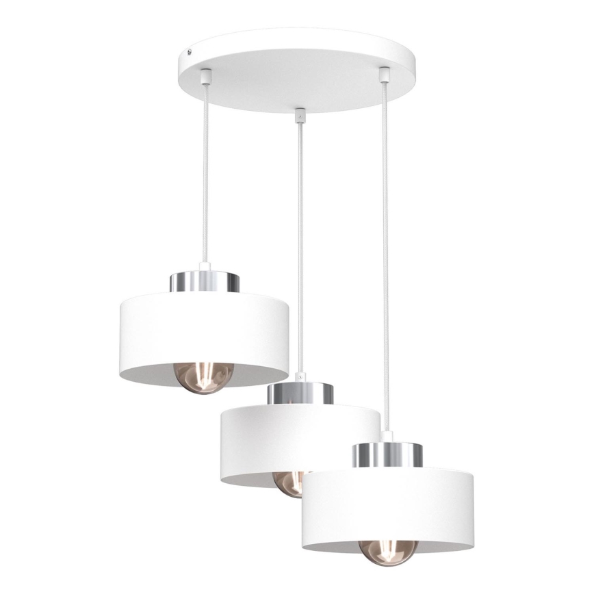 Candeeiro suspenso MARTI 3xE27/15W/230V branco/cromado brilhante