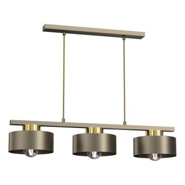 Candeeiro suspenso MARTI 3xE27/15W/230V latão/dourado