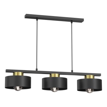 Candeeiro suspenso MARTI 3xE27/15W/230V preto/dourado