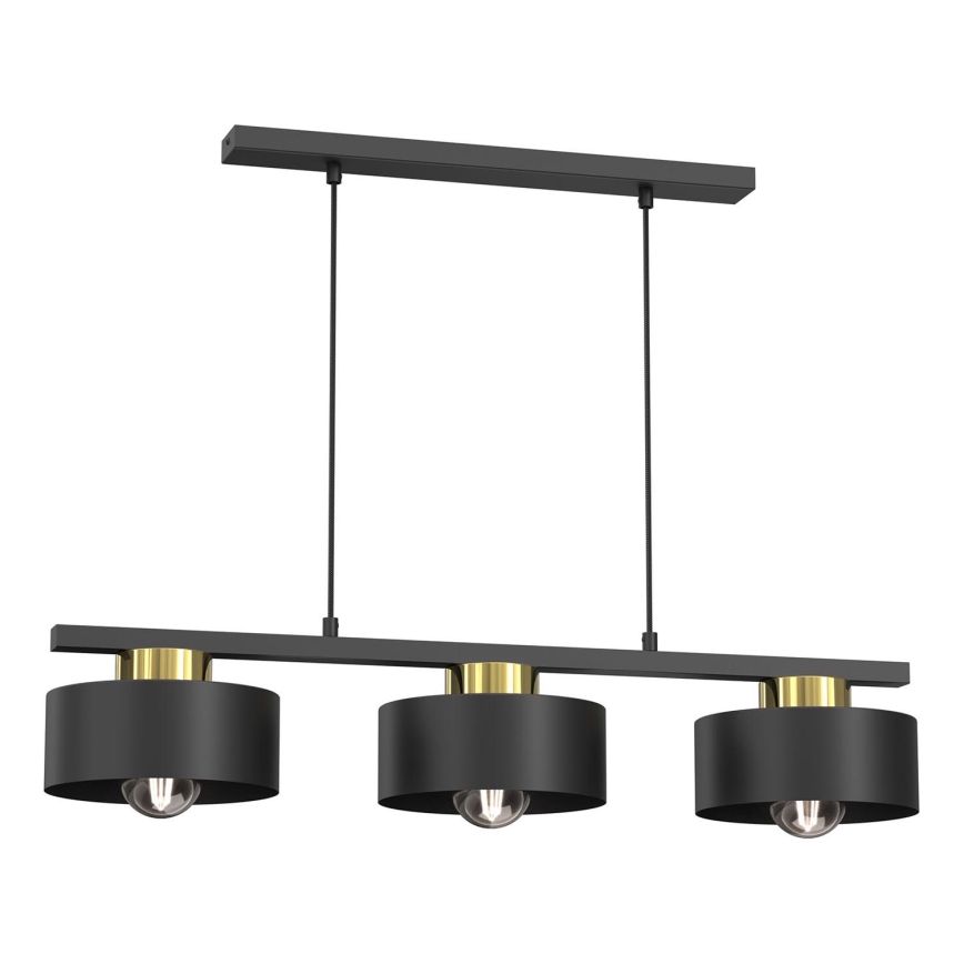 Candeeiro suspenso MARTI 3xE27/15W/230V preto/dourado