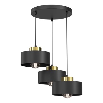 Candeeiro suspenso MARTI 3xE27/15W/230V preto/dourado