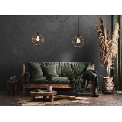 Candeeiro suspenso MATT 2xE27/60W/230V aranha preto/cobre