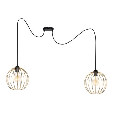 Candeeiro suspenso MATT 2xE27/60W/230V aranha preto/dourado