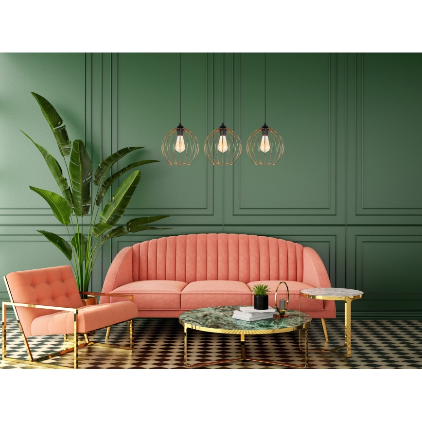 Candeeiro suspenso MATT 3xE27/60W/230V preto/cobre