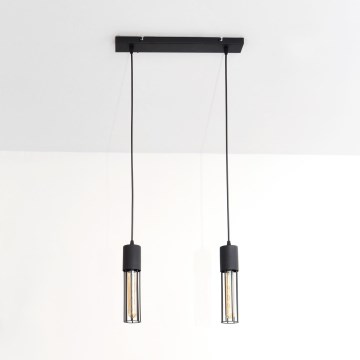 Candeeiro suspenso MELODY 2xE27/15W/230V preto