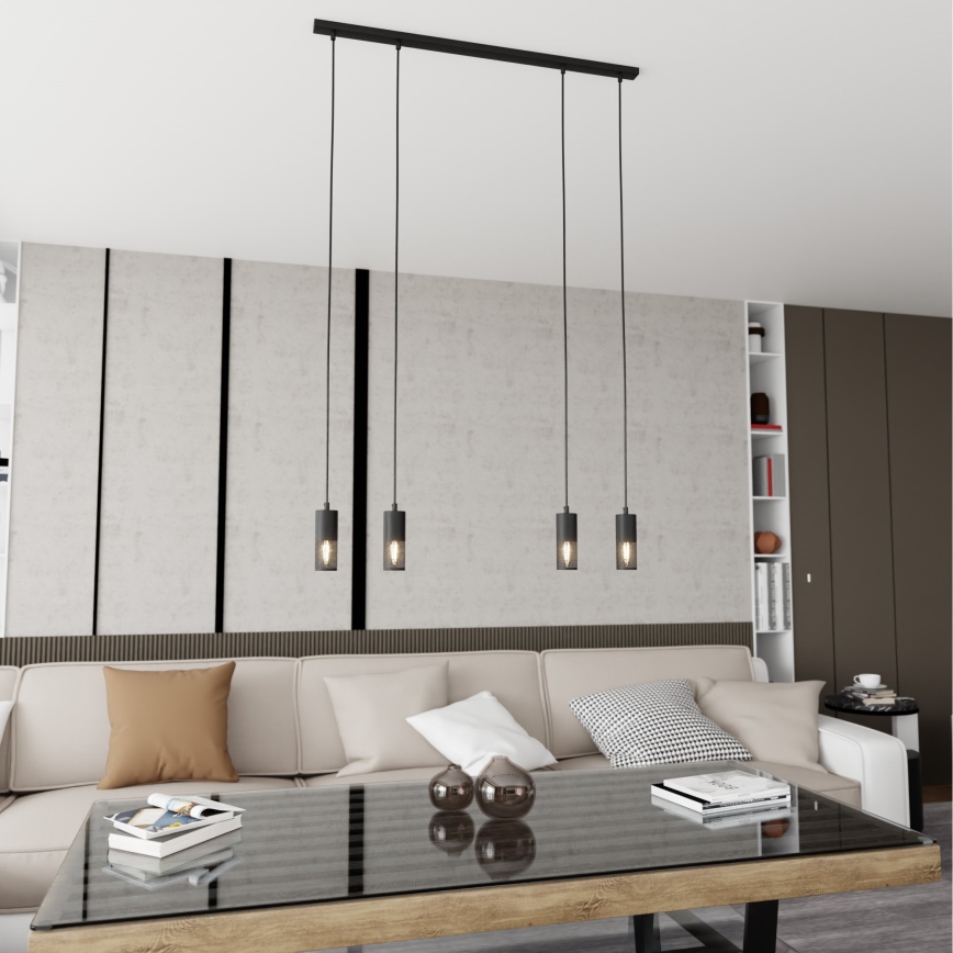Candeeiro suspenso MELT 4xE14/10W/230V preto
