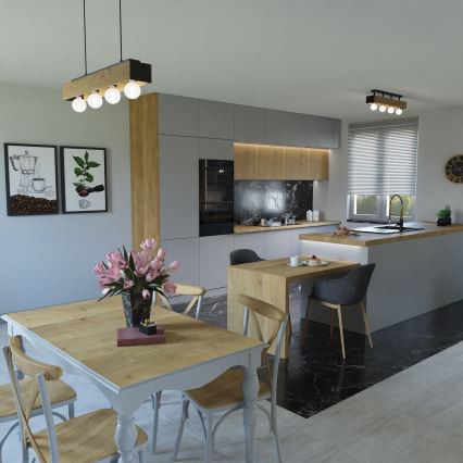 Candeeiro suspenso MILUZA 4xE27/15W/230V