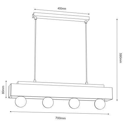 Candeeiro suspenso MILUZA 4xE27/15W/230V