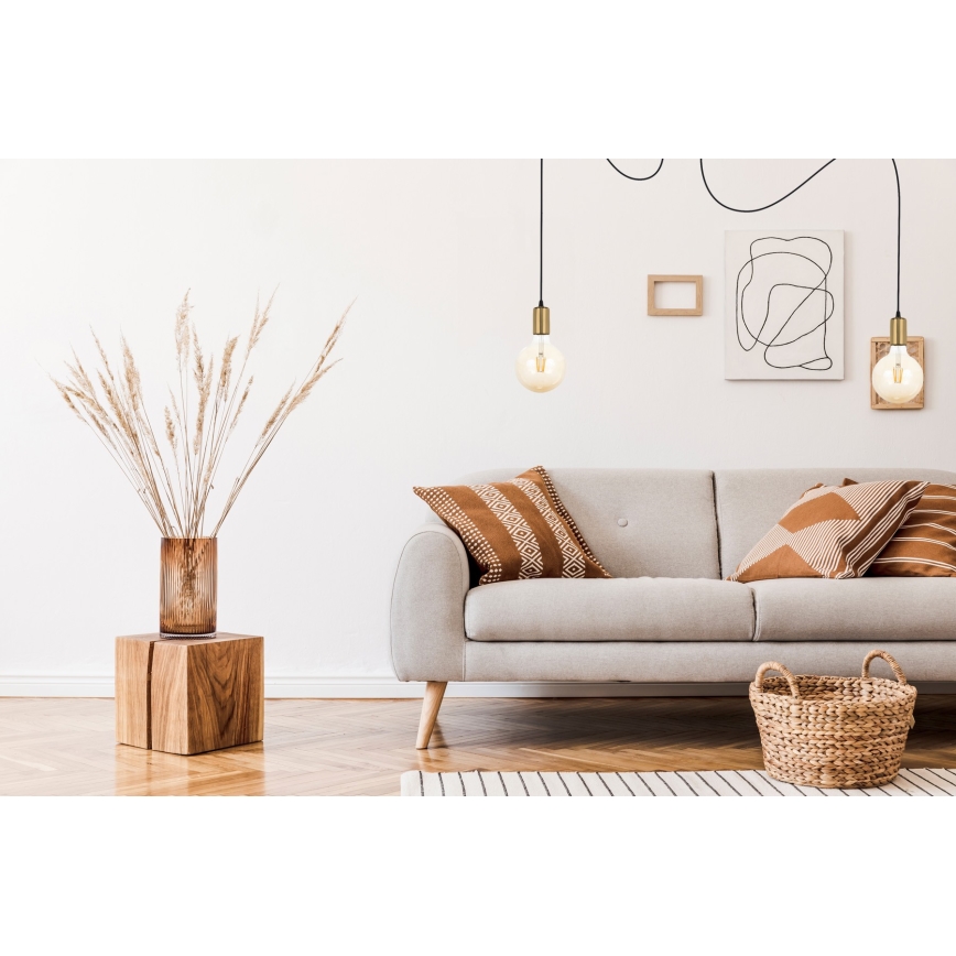 Candeeiro suspenso MIROS 2xE27/60W/230V aranha preto/dourado