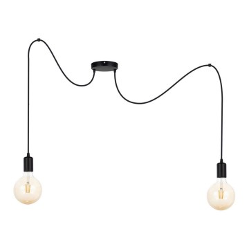 Candeeiro suspenso MIROS 2xE27/60W/230V aranha preto