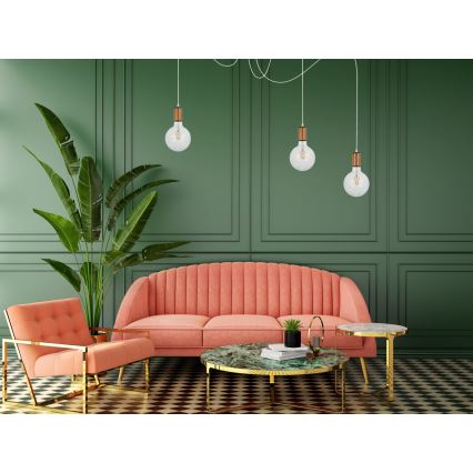 Candeeiro suspenso MIROS 3xE27/60W/230V aranha branco/cobre