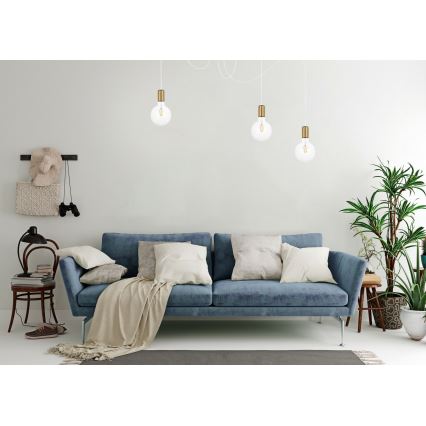 Candeeiro suspenso MIROS 3xE27/60W/230V aranha branco/dourado