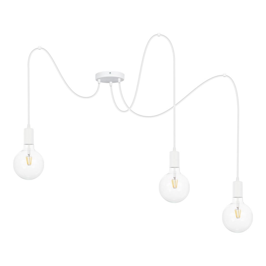 Candeeiro suspenso MIROS 3xE27/60W/230V aranha branco