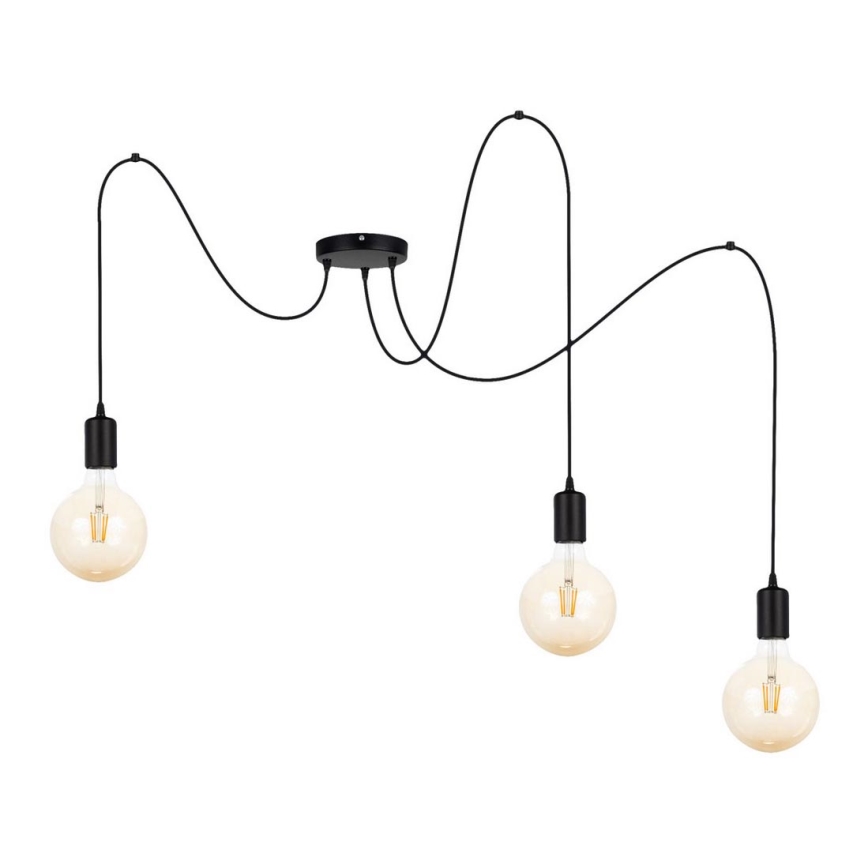 Candeeiro suspenso MIROS 3xE27/60W/230V aranha preto