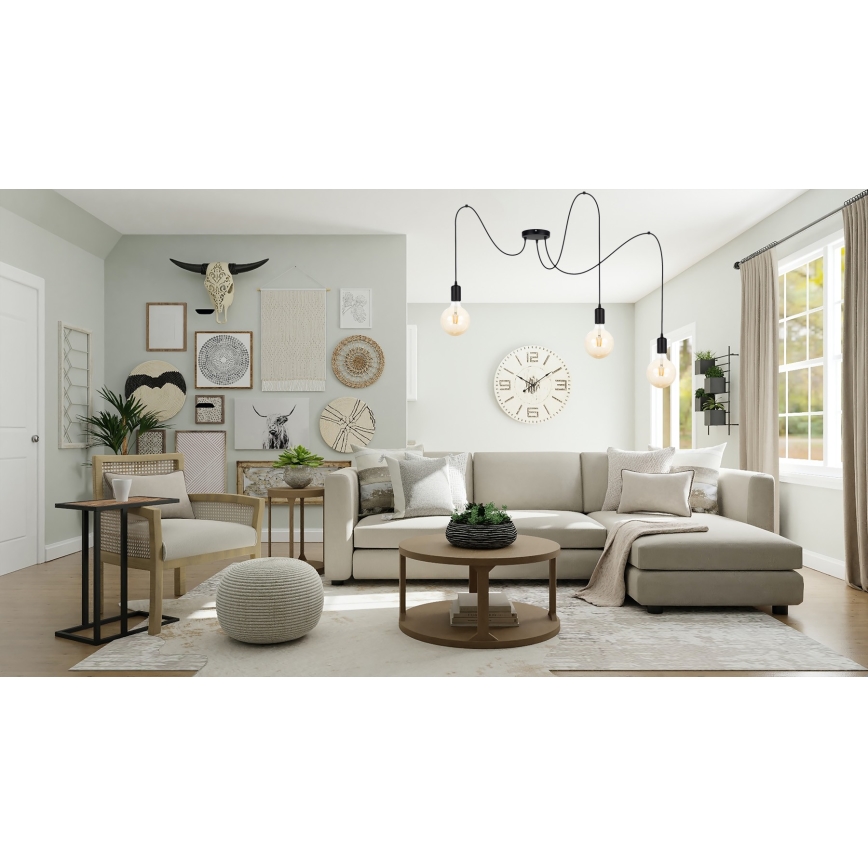 Candeeiro suspenso MIROS 3xE27/60W/230V aranha preto