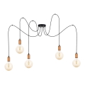 Candeeiro suspenso MIROS 5xE27/60W/230V aranha preto/cobre