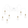 Candeeiro suspenso MIROS 7xE27/60W/230V aranha branco/dourado