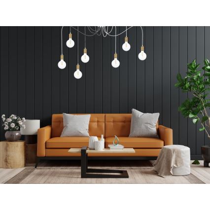 Candeeiro suspenso MIROS 7xE27/60W/230V aranha branco/dourado