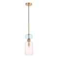 Candeeiro suspenso MOLLY 1xE14/40W/230V diâmetro 12 cm dourado/rosa/azul