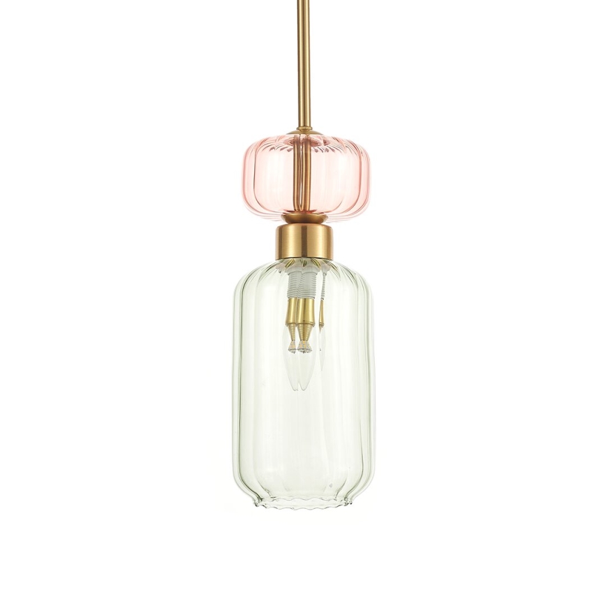 Candeeiro suspenso MOLLY 1xE14/40W/230V diâmetro 12 cm dourado/verde/rosa