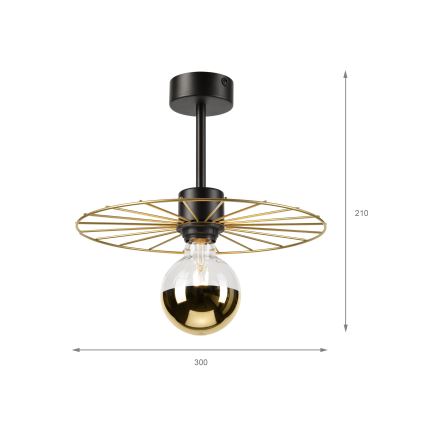Candeeiro suspenso MONTANA 1xE27/15W/230V diâmetro 30 cm dourado/preto