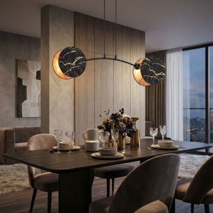 Candeeiro suspenso MOTIF 2xE27/15W/230V preto/dourado
