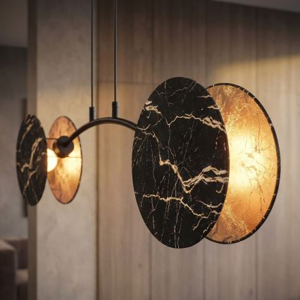 Candeeiro suspenso MOTIF 2xE27/15W/230V preto/dourado