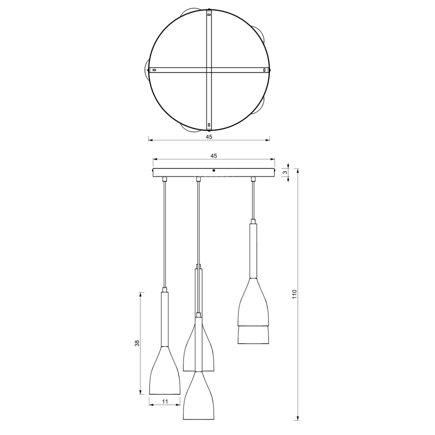 Candeeiro suspenso MUZA 5xE27/15W/230V preto/castanho/cobre/faia