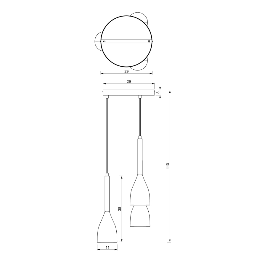Candeeiro suspenso MUZA NEW 3xE27/60W/230V faia/branco