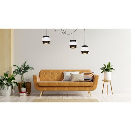 Candeeiro suspenso NESS 3xE27/60W/230V aranha preto/branco