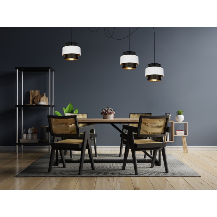 Candeeiro suspenso NESS 3xE27/60W/230V aranha preto/branco