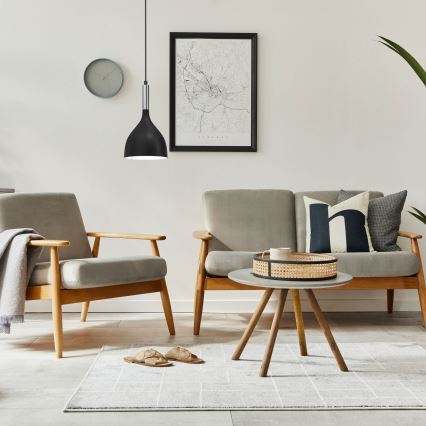 Candeeiro suspenso NOAK 1xE27/15W/230V preto/cromado brilhante