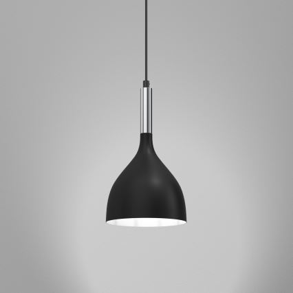 Candeeiro suspenso NOAK 1xE27/15W/230V preto/cromado brilhante