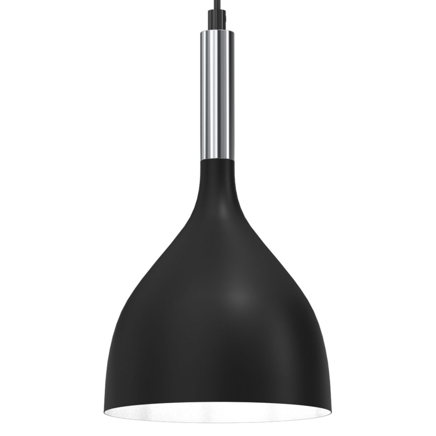 Candeeiro suspenso NOAK 1xE27/15W/230V preto/cromado brilhante