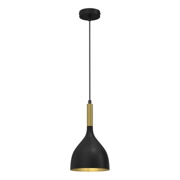 Candeeiro suspenso NOAK 1xE27/15W/230V preto/dourado