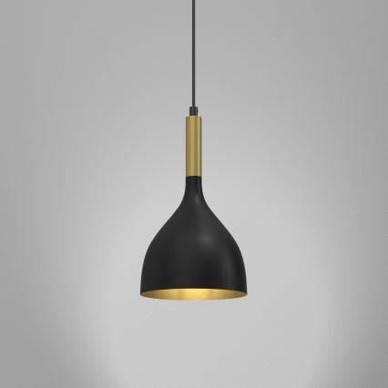 Candeeiro suspenso NOAK 1xE27/15W/230V preto/dourado