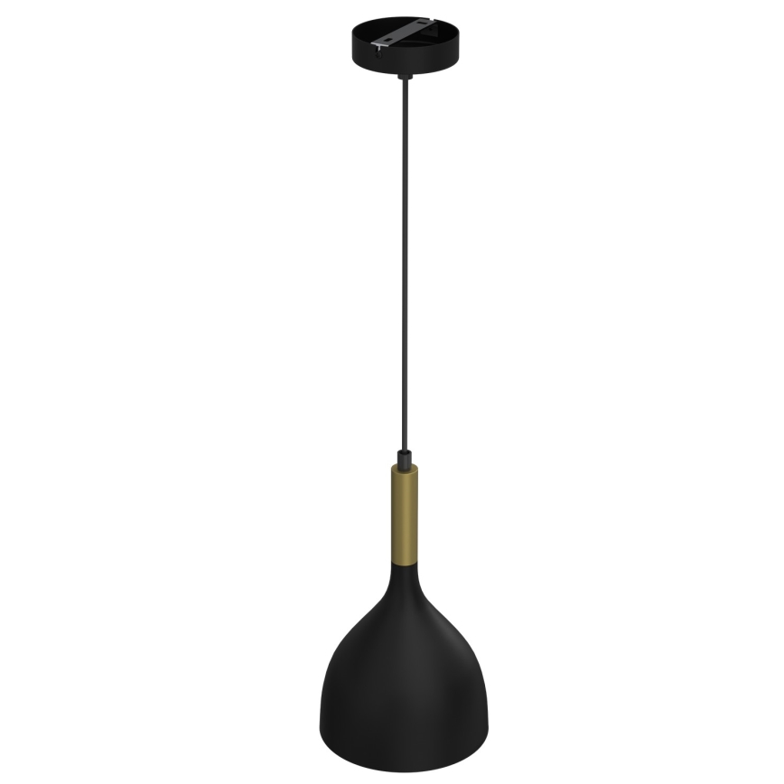 Candeeiro suspenso NOAK 1xE27/15W/230V preto/dourado