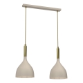 Candeeiro suspenso NOAK 2xE27/15W/230V bege/dourado