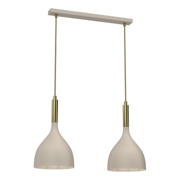Candeeiro suspenso NOAK 2xE27/15W/230V bege/dourado
