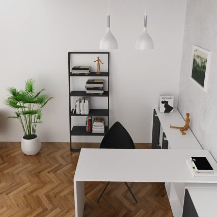 Candeeiro suspenso NOAK 2xE27/15W/230V branco/cromado brilhante