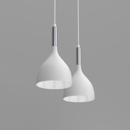 Candeeiro suspenso NOAK 2xE27/15W/230V branco/cromado brilhante