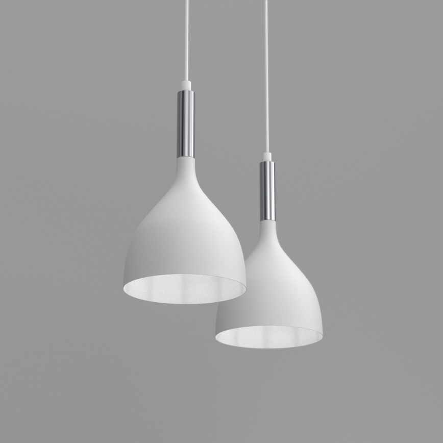 Candeeiro suspenso NOAK 2xE27/15W/230V branco/cromado brilhante