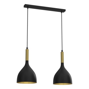 Candeeiro suspenso NOAK 2xE27/15W/230V preto/dourado