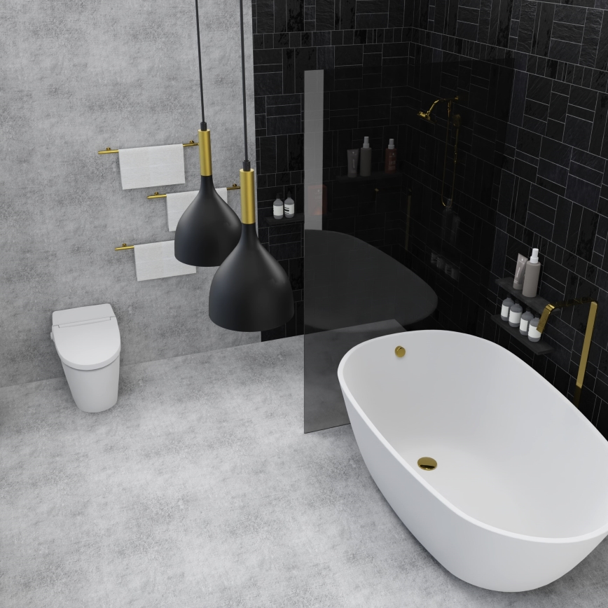 Candeeiro suspenso NOAK 2xE27/15W/230V preto/dourado