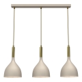 Candeeiro suspenso NOAK 3xE27/15W/230V bege/dourado