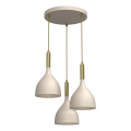 Candeeiro suspenso NOAK 3xE27/15W/230V bege/dourado