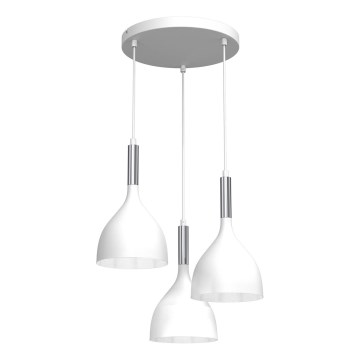 Candeeiro suspenso NOAK 3xE27/15W/230V branco/cromado brilhante