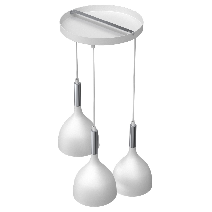 Candeeiro suspenso NOAK 3xE27/15W/230V branco/cromado brilhante